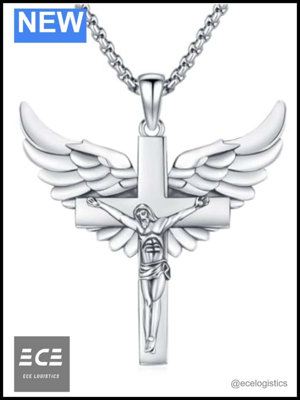 TwoAnts 925 Sterling Silver Crucifix Necklace Protection Pendant Catholic